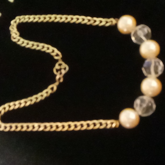 Vintage Chunky beaded flattened curb chain collar necklace 20 inches long - Picture 6 of 7